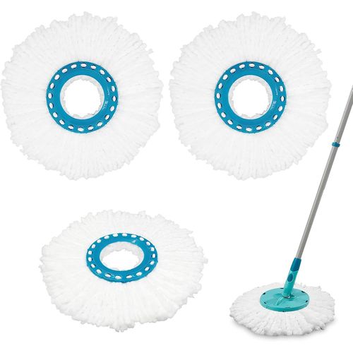 3 Pièces pour Tête de Rechange Clean Twist Disc Mop Ergo Vadrouille en Microfibre de Nettoyage Ronde Forte Absorption d'eau Facile à Remplacer pour Tous Types de Sols.[W798]