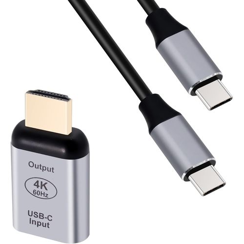Adaptateur USB-C vers HDTV et câble USB-C vers USB-C 3.1 Gen1 - 1 m - 5 Gbit/s - Transfert de données 4K @ 60 Hz - USB type C femelle vers HDTV mâle - Adaptateur HDTV pour tablette, téléphone et.[G1681]
