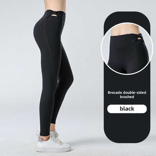 Pantalon De Yoga À Taille Haute Nouveau Pour Femmes Sport Et Fitness Avec Noeud Papillon Double Face Strass Pour Course Couleur Noir Taille S