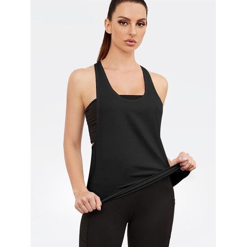 Débardeur De Fitness Pour L'été Sans Manches Respirant Et Large En Forme De H Pour Yoga Pour Femmes Couleur Noire Taille S