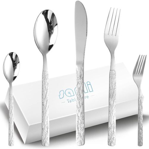 Couverts De Table 12 Personnes, 60 Pièces Un Service De Table Inox Ensemble Couteau Fourchette Cuillère.
