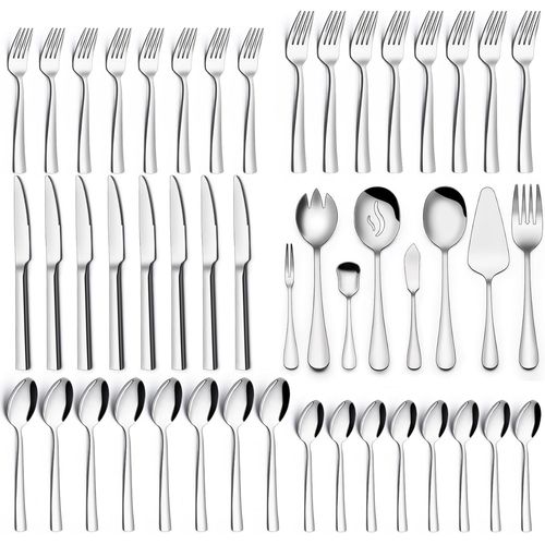 Set De Couverts Pour 12 Personnes, 68 Pièces En Acier Inoxydable Avec Ustensiles De Service, Couverts Avec Couteau, Fourchette, Cuillère, Couverts En Acier Inoxydable De Qualité Supérieure,