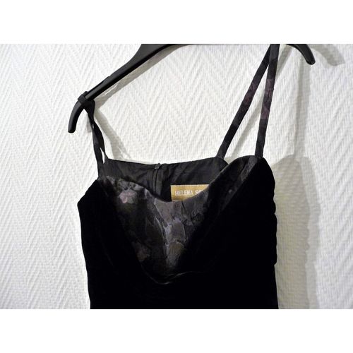 Top À Bretelles En Soie Et Velours Noir- Taille 38- Helena Sorel