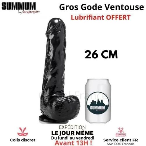 Sextoy Gros Gode 26 Cm Avec Ventouse Geant Réaliste Enorme Xxl Noir Non Vibrant Fist