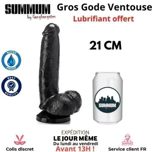 Sextoy Gros Gode 21 Cm Avec Ventouse Geant Réaliste Enorme Xxl Noir Non Vibrant Fist