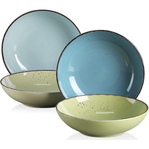 Assiette Creuse En Céramique, Assiette À Soupe Saladier Faïence, 4 Pièces- 700 Ml