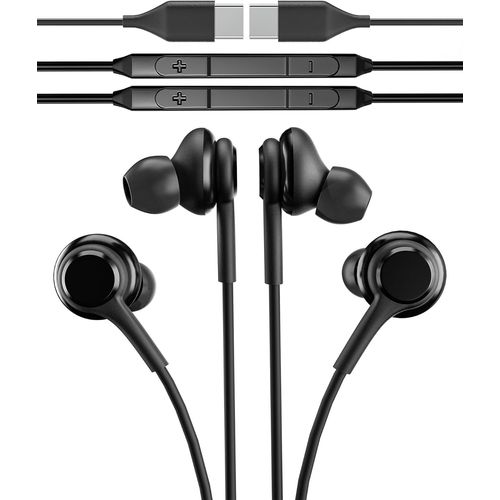 USB C Écouteurs Filaire Ecouteur(Lot de 2) Type C Jack Prise Casque Gaming Earphones Sport Audio Oreillette avec Fil Kit Main Libre Musique Headphones Compatible pour Samsung Xiaomi Redmi