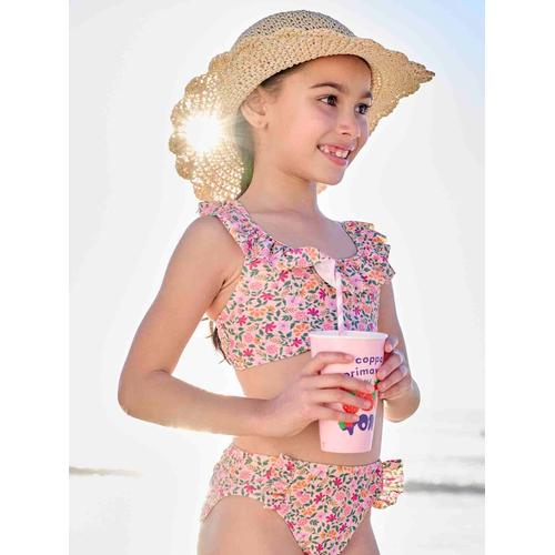 Maillot De Bain 2 Pièces Imprimé Fleuri Rose Pâle