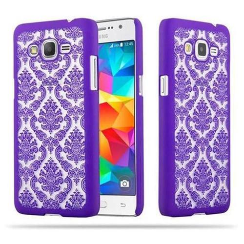 Cadorabo Housse Compatible Avec Samsung Galaxy Grand Prime En Lilas - Hard Case Étui De Protection Au Design Fleur Paisley Henna Contre Les Rayures Et Les Chocs