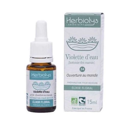 Elixir Floral | Fleurs De Bach | Violette D'eau | N°34 | Fabriqué En France | Bio | 15 Ml | Herbiolys 