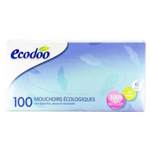 Mouchoirs Écologiques - Ecodoo - 100 Mouchoirs - 3 Épaisseurs - 100% Fibres Recyclées - Non Blanchis