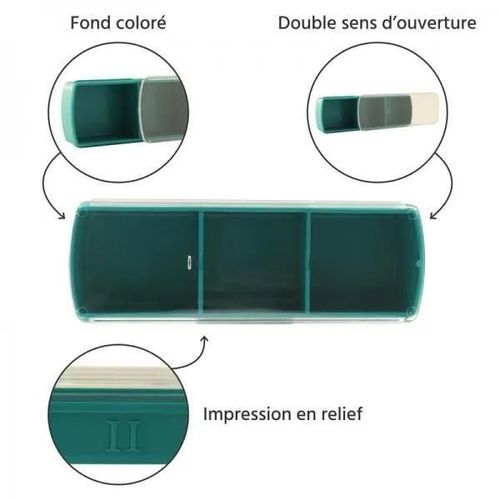 Pilulier Journalier | 3 Cases | Bleu Canard| Anabox 