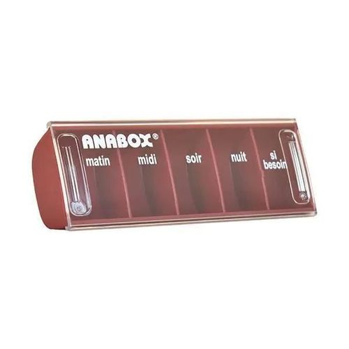 Pilulier Journalier | 5 Cases | Rouge Bordeaux | Anabox 