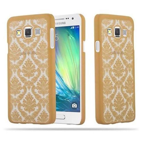 Cadorabo Housse Compatible Avec Samsung Galaxy A3 2015 En Or - Hard Case Étui De Protection Au Design Fleur Paisley Henna Contre Les Rayures Et Les Chocs