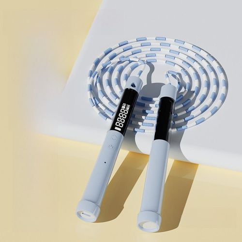 Corde À Sauter Pour Enfants Spéciale École Primaire Réglable Comptage Débutant Sport De Premier Niveau Examen De Vitesse En Pvc Doux Bambou Bleu