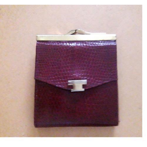 PORTE MONNAIE CUIR LE TANNEUR BORDEAUX IMITATION REPTILE PORTE CARTE PORTE FEUILLE PEAU ¨PLEINE FLEUR