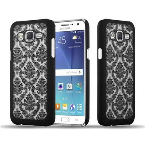 Cadorabo Housse Compatible Avec Samsung Galaxy J5 2015 En Noir - Hard Case Étui De Protection Au Design Fleur Paisley Henna Contre Les Rayures Et Les Chocs