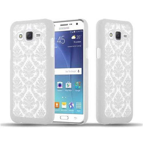 Cadorabo Housse Compatible Avec Samsung Galaxy J5 2015 En Blanc - Hard Case Étui De Protection Au Design Fleur Paisley Henna Contre Les Rayures Et Les Chocs