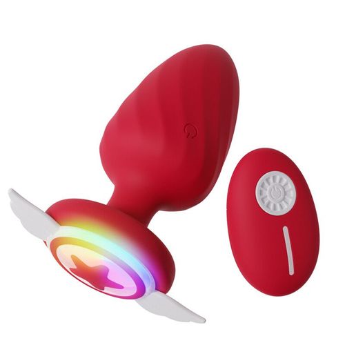 Vibromasseur Anal Télécommandé Pour Hommes Et Femmes,Plug Anal Avec Lumière Clignotante,Masseur De Prostate- Rouge-F2421