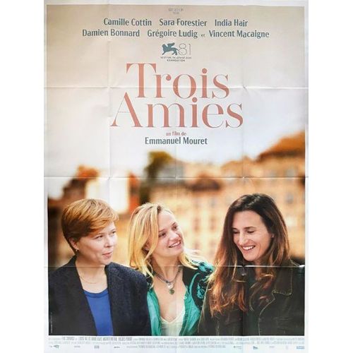 Trois Amies / 3 - Véritable Affiche De Cinéma Pliée - Format 120x160 Cm - De Emmanuel Mouret Avec India Hair, Camille Cottin, Sara Forestier, Damien Bonnard, Grégoire Ludig - 2024