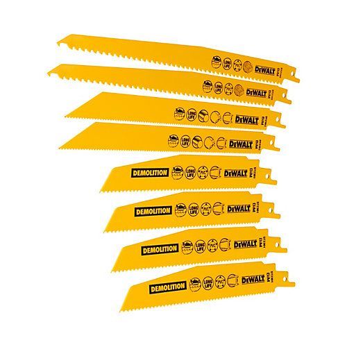 8 lames de scie égoïne U DeWalt Bois  plastique  métal
