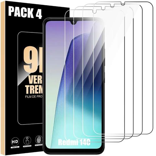 [4 Pièces] Verre Trempé pour Xiaomi Redmi 14C, Protection d'Ecran Transparent Anti-Rayures - E.F.Connection