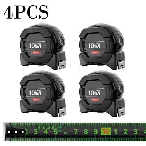 Outil de mesure de ruban en acier autobloquant,laser de haute précision,boîte de code à jet d'encre,règle - 10M-25MM-4PCS-E