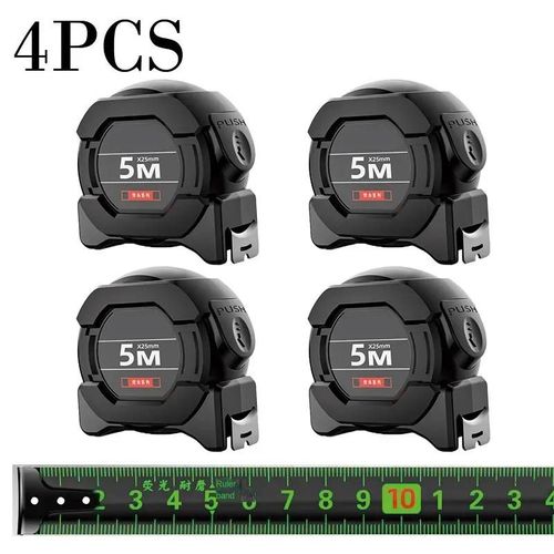 Outil de mesure de ruban en acier autobloquant,laser de haute précision,boîte de code à jet d'encre,règle - 5M-25MM-4PCS-E