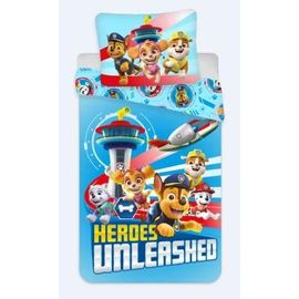 La Pat' Patrouille - Parure Lit Housse De Couette Réversible 140x200cm Pour Enfant Paw Patrol Pat Chase Jeu Heroes Unleashed
