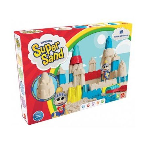 Coffret Super Sand Castle Chateau - 1.1 Kg Sable Magique, 8 Moules, 2 Figurines, Accessoire - Set Jeu Creatif, Construction Et Carte