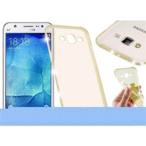 Cadorabo Housse Compatible Avec Samsung Galaxy J5 2015 En Or Transparent - Étui De Protection En Silicone Tpu Flexible Au Design Strassé