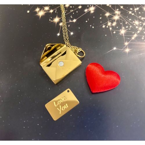 Collier Enveloppe, Saint-Valentin, Acier Inoxydable