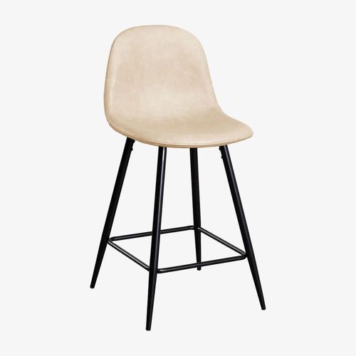 Pack De 2 Tabourets Hauts En Simili Cuir Glamm Noir ¿65 Cm Beige Crème