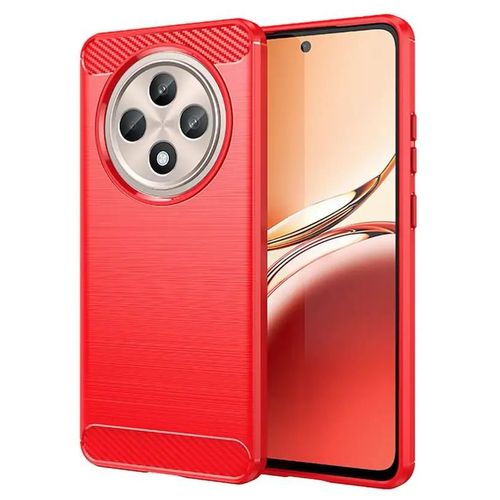 Coque Pour Oppo Reno 12 F Et Reno 12 Fs 5g - Housse Etui Silicone Gel Carbone + Verre Trempe - Rouge