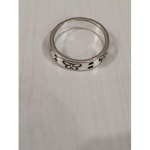 Bague Métal Argenté,Papillons Gravés,Taille 16.56