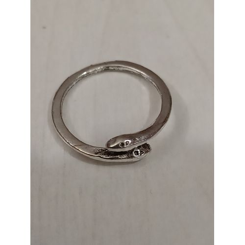 Bague Métal Argenté,Double Tête De Serpent,Taille 17.2