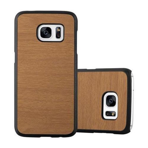 Cadorabo Housse Compatible Avec Samsung Galaxy S7 En Woody Brun - Hard Case Étui De Protection En Bois Contre Les Rayures Et Les Chocs