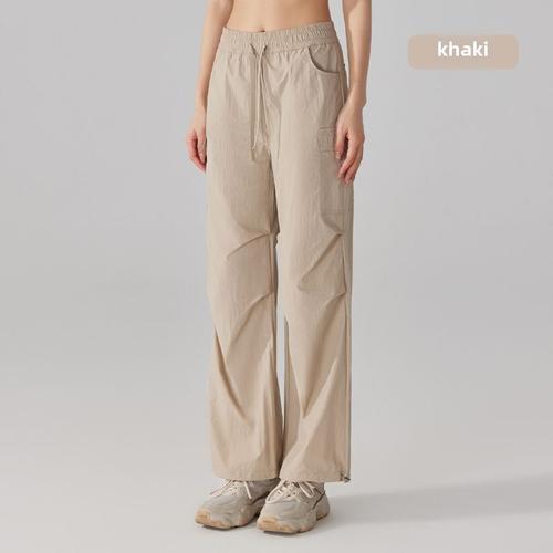 Pantalon De Yoga À Taille Haute Pour Femmes Nouveau Modèle Léger Et Waterproof Pour Sports De Plein Air Pantalon De Gym Avec Cordon Et Rabat Sans Poches