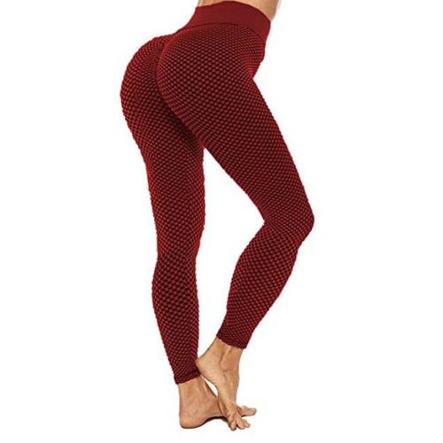 Pantalon De Fitness Et Yoga Pour Femmes Amazon 3d Tissu Avec Motif De Nid D'abeille Couleur Rouge Taille Haute Pour Course Et Exercice