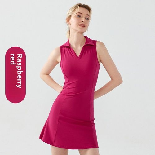 Robe De Yoga À Manches Longues Pour Femmes Nouvelle Collection Polo Avec Rembourrage De Poitrine En Rouge Vif Taille S Pour Fitness Et Golf