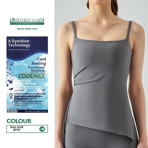 Chemise De Yoga À Sensation Nude Ajustée Pour Femme Avec Pad De Poitrine Fixe Et Bretelles Pour Fitness En Couleur Gris De Forme De Mer S