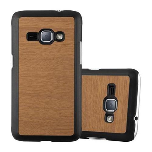 Cadorabo Housse Compatible Avec Samsung Galaxy J1 2016 En Woody Brun - Hard Case Étui De Protection En Bois Contre Les Rayures Et Les Chocs