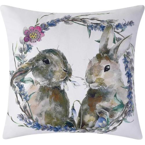 Taie D¿Oreiller En Velours De Pâques 18x18 Pouces Lapin Couronne De Pâques Taie D¿Oreiller Cadeau Home Decor Canapé Chambre