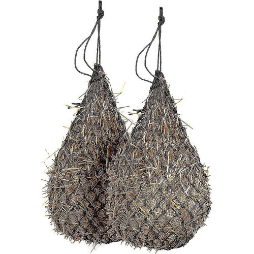 2 Pcs Slow Feed 42 Hay Net Pour Chevaux, (Noir) Fort Petit Soft 2x2 Holes Mess, Suspension De Corde En Nylon, Mangeoire De Voyage Réglable Pour Remorque Et Stalle, Simu