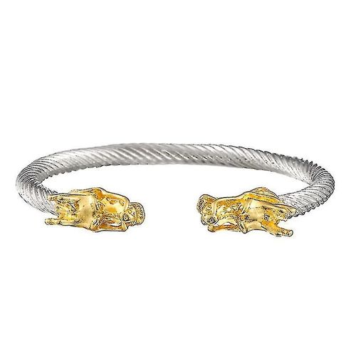 Vintage Nordic Viking Acier Inoxydable Bangle Dragon Tête Bouche Open Cuff Bracelet Or Soutien-Gorge