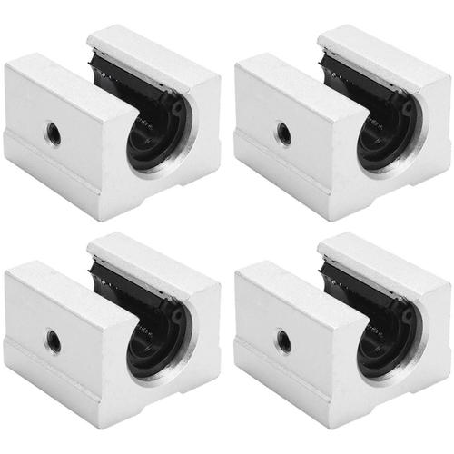 4 x SBR12UU 12mm en aluminium Bloc de roulement de routeur à mouvement linéaire, argent