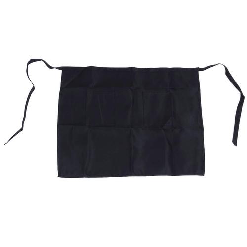 Black Half Apron Dames Homme Serveur Avec 2 Pockets Bar Taille Courte Solide