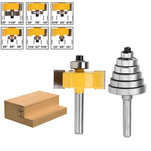 Mèche de toupie à feuillure à tige de 1/4 pouce avec 6 roulements pour plusieurs profondeurs 1/8 pouce, 1/4 pouce, 5/1