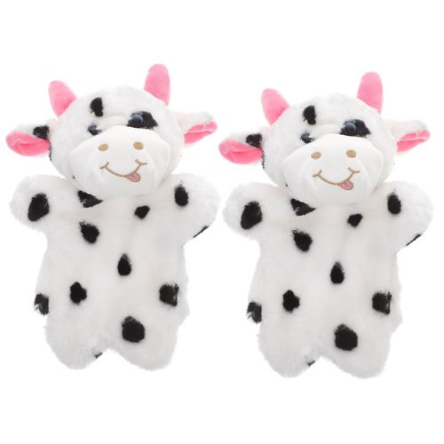 2pcs Vache Main Marionnette Peluche Cartoon Animal Toy Farm Animal Peluche Cow Hand Puppet