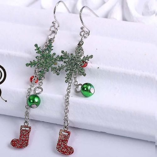 Cadeau Créatif De Noël Europe Et États-Unis Beam Boucle D¿Oreille De Noël Green Hollow Out (Ruipei)